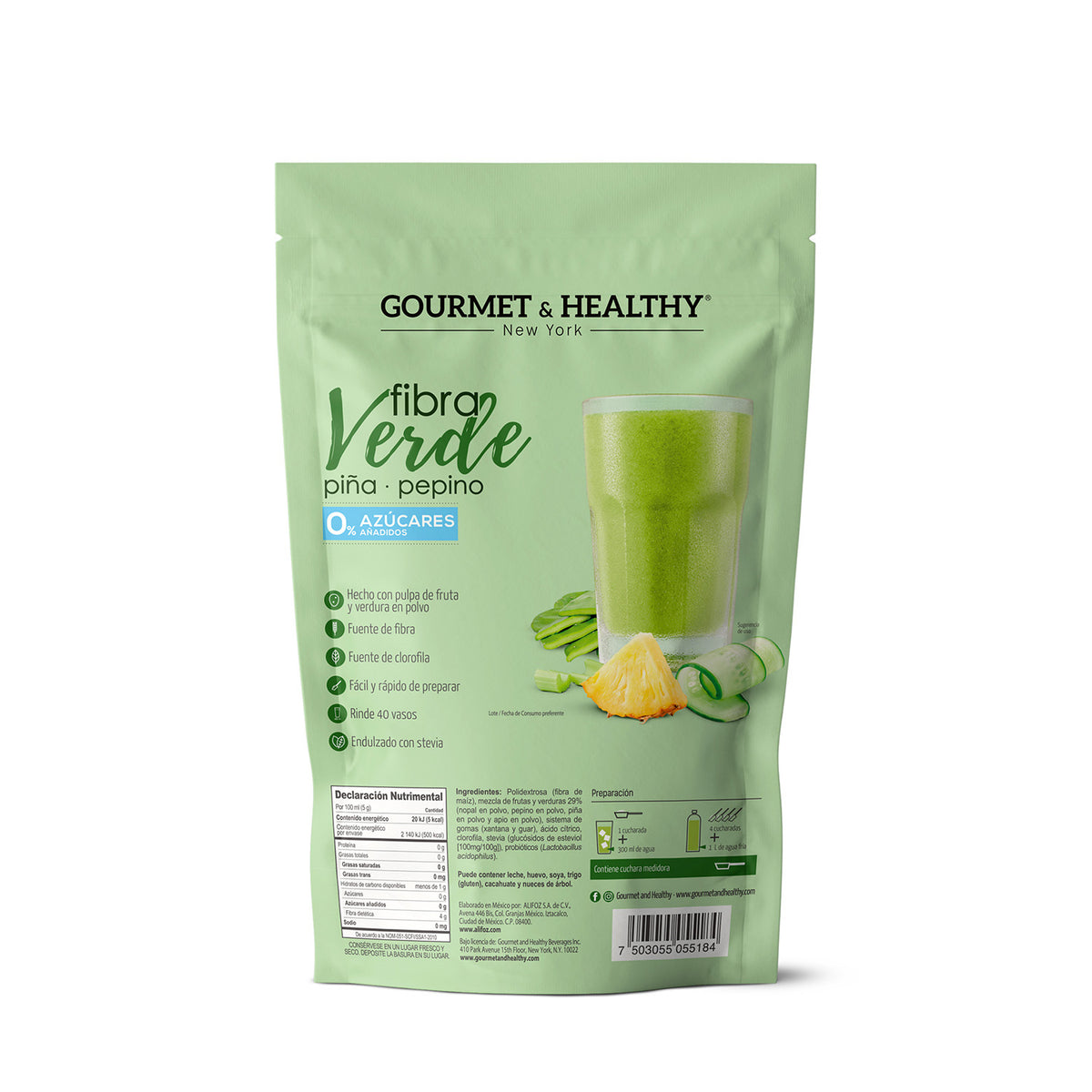Fibra Verde Piña-Pepino 0 Azúcar